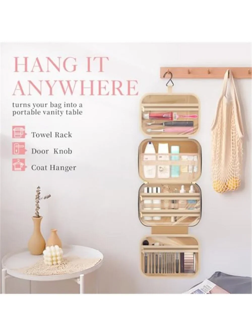 Hanging Travel Toiletry Bag Women Men Essentials Black | Big Compartment Bag